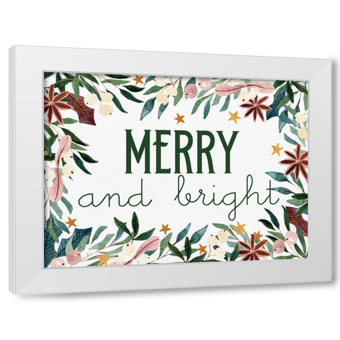 Merry and Bright White Modern Wood Framed Art Print by Allen, Kimberly