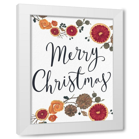 Merry Christmas Dried Fruit White Modern Wood Framed Art Print by Allen, Kimberly