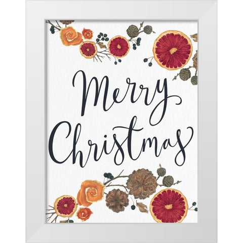 Merry Christmas Dried Fruit White Modern Wood Framed Art Print by Allen, Kimberly