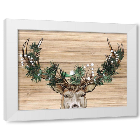 Woodland Deer White Modern Wood Framed Art Print by Allen, Kimberly