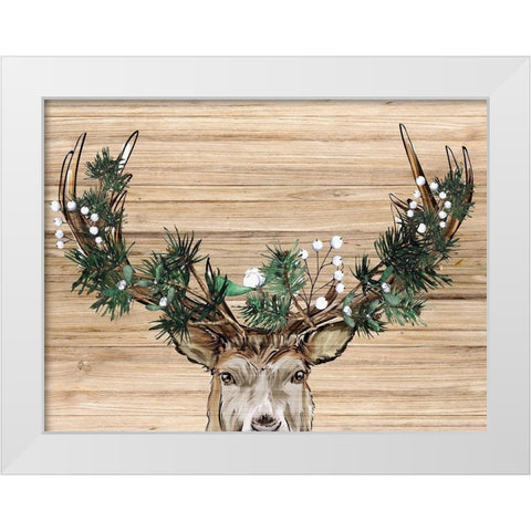 Woodland Deer White Modern Wood Framed Art Print by Allen, Kimberly