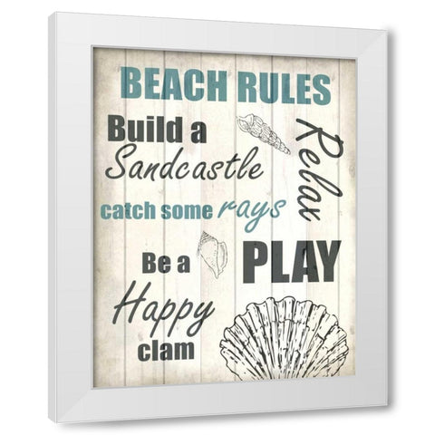 Beach Rules 1 White Modern Wood Framed Art Print by Allen, Kimberly