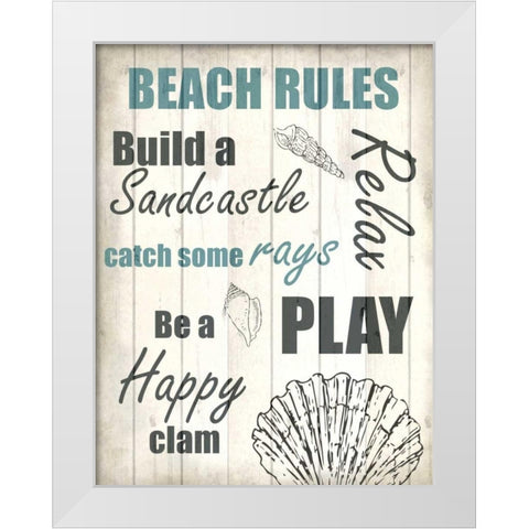 Beach Rules 1 White Modern Wood Framed Art Print by Allen, Kimberly