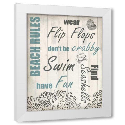 Beach Rules 2 White Modern Wood Framed Art Print by Allen, Kimberly
