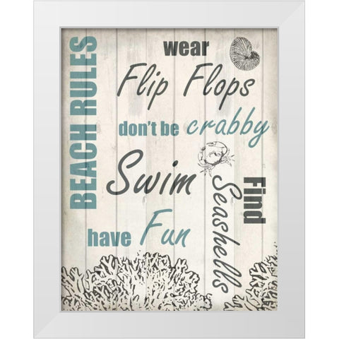 Beach Rules 2 White Modern Wood Framed Art Print by Allen, Kimberly