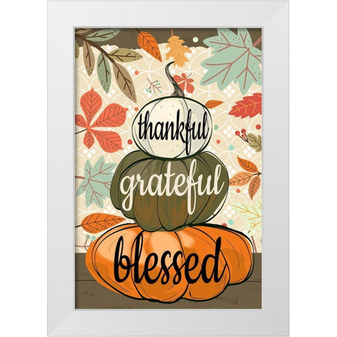 Thankful Grateful Blessed White Modern Wood Framed Art Print by Allen, Kimberly