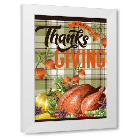 Turkey Thanksgiving White Modern Wood Framed Art Print by Allen, Kimberly
