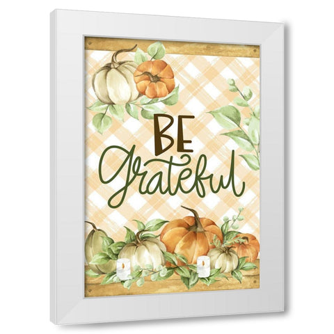 Be Grateful White Modern Wood Framed Art Print by Allen, Kimberly