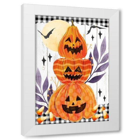 Pumpkin Trio White Modern Wood Framed Art Print by Allen, Kimberly