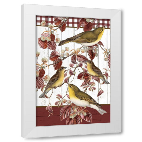 Fall Birds White Modern Wood Framed Art Print by Allen, Kimberly