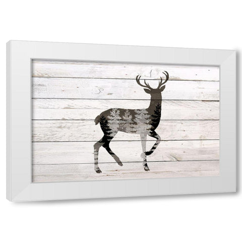 Into The Forest 2 Deer White Modern Wood Framed Art Print by Allen, Kimberly