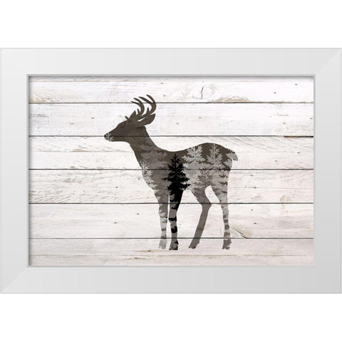 Into The Forest 3 Deer White Modern Wood Framed Art Print by Allen, Kimberly