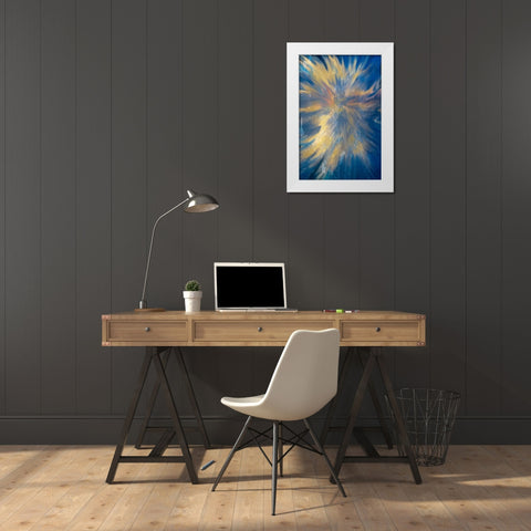 Golden Burst of Light White Modern Wood Framed Art Print by Allen, Kimberly