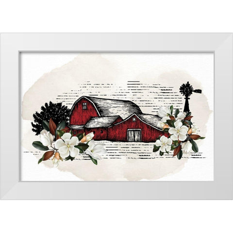 Magnolia Barn White Modern Wood Framed Art Print by Allen, Kimberly