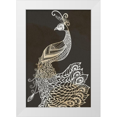 Monotone Peacock White Modern Wood Framed Art Print by Allen, Kimberly