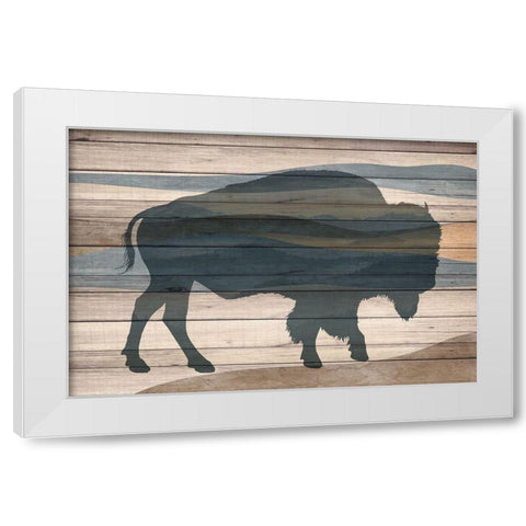 Bison White Modern Wood Framed Art Print by Allen, Kimberly