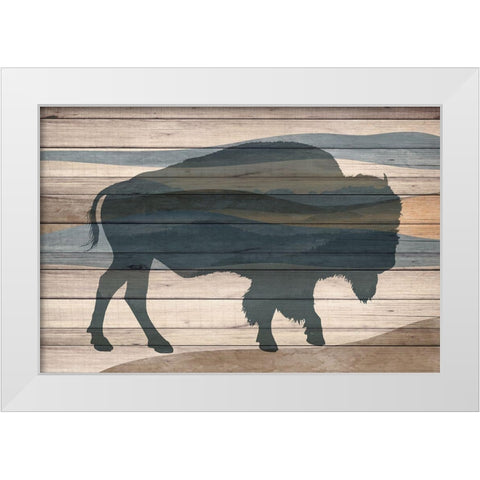 Bison White Modern Wood Framed Art Print by Allen, Kimberly