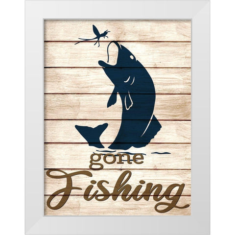 Gone Fishing White Modern Wood Framed Art Print by Allen, Kimberly
