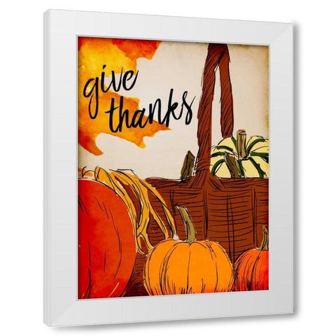 Give Thanks Basket White Modern Wood Framed Art Print by Allen, Kimberly