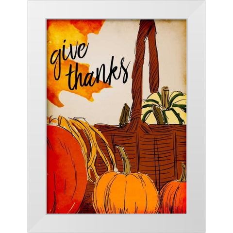 Give Thanks Basket White Modern Wood Framed Art Print by Allen, Kimberly