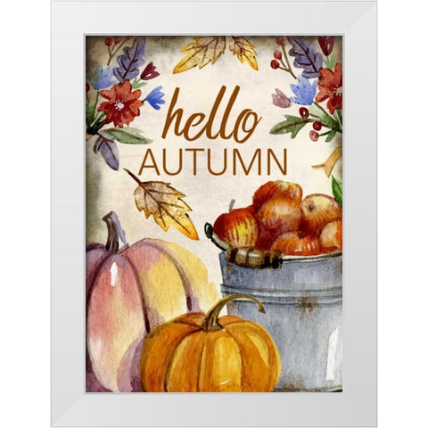 Hello Autumn White Modern Wood Framed Art Print by Allen, Kimberly
