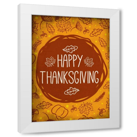 Happy Thanksgiving Orange White Modern Wood Framed Art Print by Allen, Kimberly