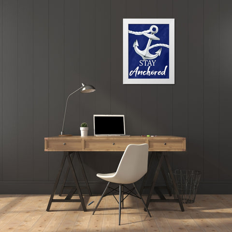 Stay Anchored White Modern Wood Framed Art Print by Allen, Kimberly