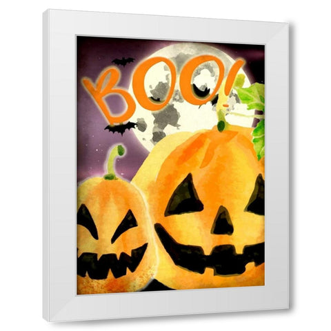 Boo Pumpkins White Modern Wood Framed Art Print by Allen, Kimberly
