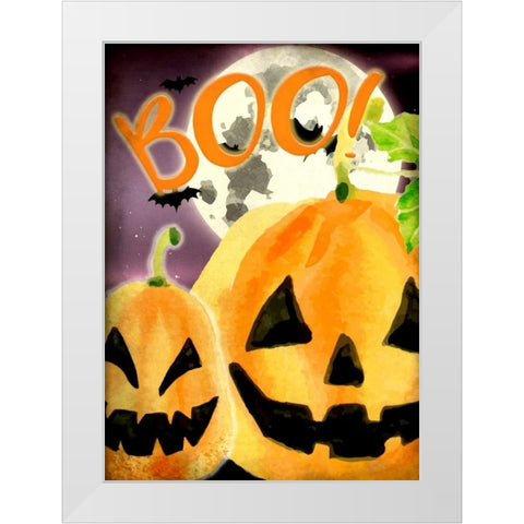 Boo Pumpkins White Modern Wood Framed Art Print by Allen, Kimberly