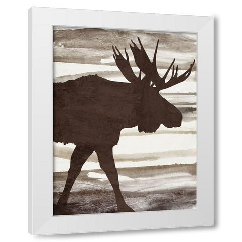 Moose 1 White Modern Wood Framed Art Print by Allen, Kimberly