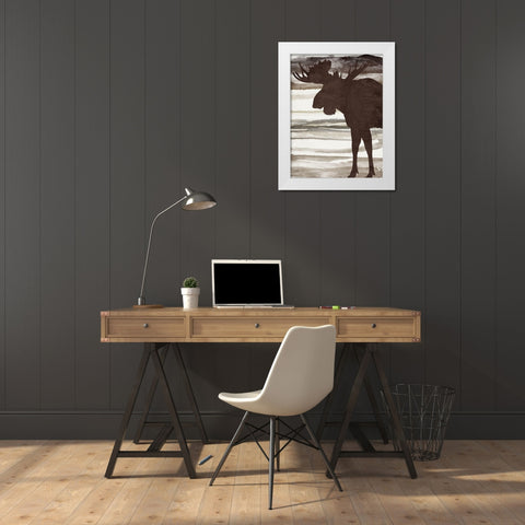 Moose 2 White Modern Wood Framed Art Print by Allen, Kimberly