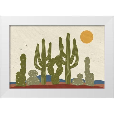 Cactus Walk White Modern Wood Framed Art Print by Allen, Kimberly