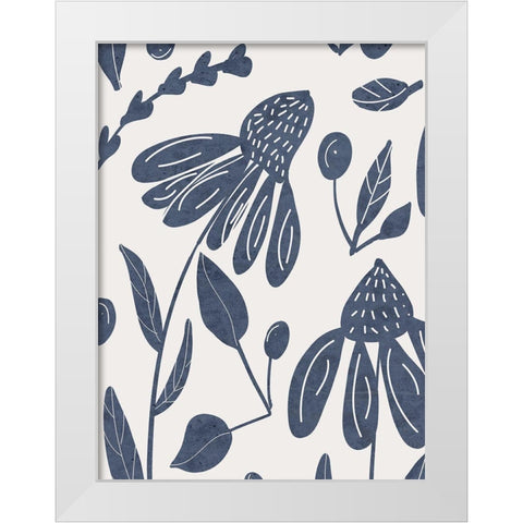 Denim Floral 1 White Modern Wood Framed Art Print by Allen, Kimberly