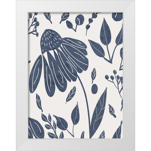 Denim Floral 2 White Modern Wood Framed Art Print by Allen, Kimberly