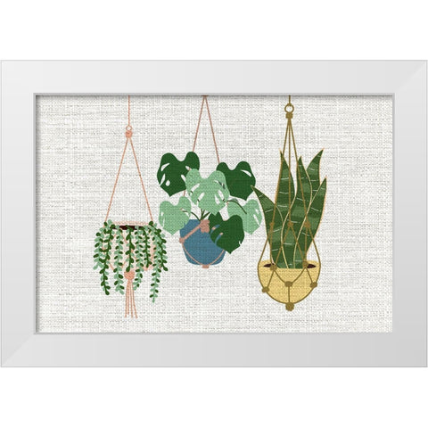 Burlap Hanging Plants White Modern Wood Framed Art Print by Allen, Kimberly