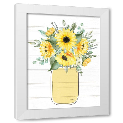 Mason Jar Floral 2 White Modern Wood Framed Art Print by Allen, Kimberly