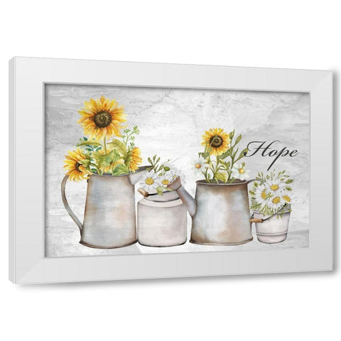 Hope Sunflower Daisies White Modern Wood Framed Art Print by Allen, Kimberly