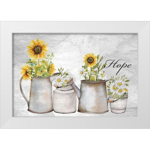 Hope Sunflower Daisies White Modern Wood Framed Art Print by Allen, Kimberly