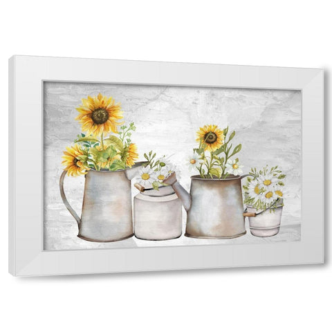 Hope Sunflower Daisies White Modern Wood Framed Art Print by Allen, Kimberly