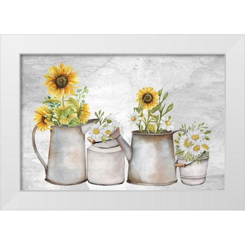Hope Sunflower Daisies White Modern Wood Framed Art Print by Allen, Kimberly
