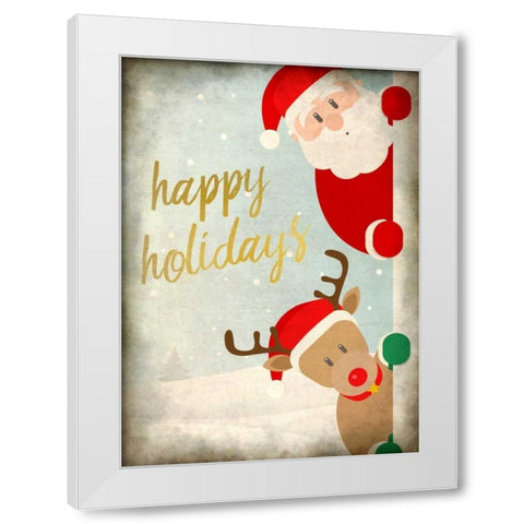 Santa and Rudolph White Modern Wood Framed Art Print by Allen, Kimberly