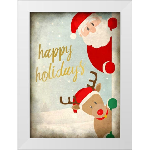 Santa and Rudolph White Modern Wood Framed Art Print by Allen, Kimberly