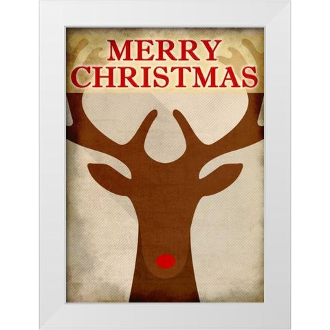 Reindeer Christmas White Modern Wood Framed Art Print by Allen, Kimberly