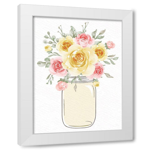 Mason Jar Floral 1 White Modern Wood Framed Art Print by Allen, Kimberly
