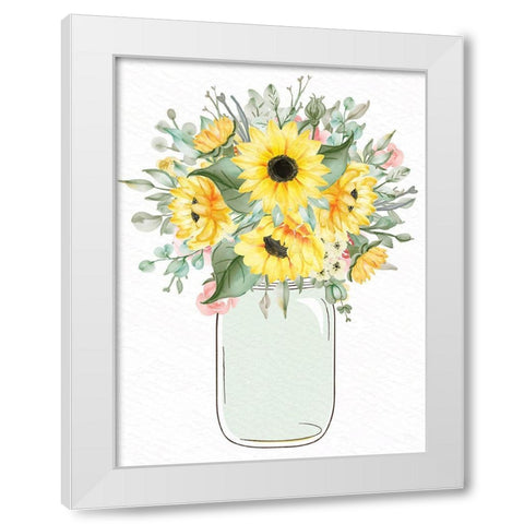 Mason Jar Floral 2 White Modern Wood Framed Art Print by Allen, Kimberly