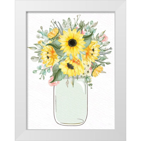 Mason Jar Floral 2 White Modern Wood Framed Art Print by Allen, Kimberly