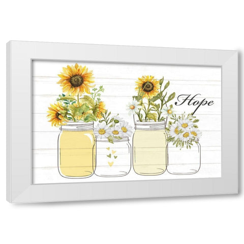 Mason Jar Floral 6 White Modern Wood Framed Art Print by Allen, Kimberly