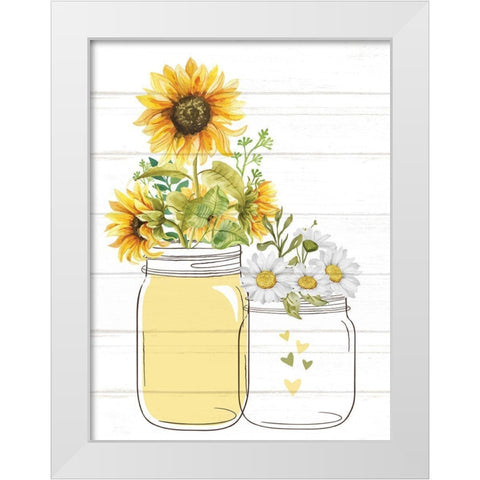 Mason Jar Floral 7 White Modern Wood Framed Art Print by Allen, Kimberly
