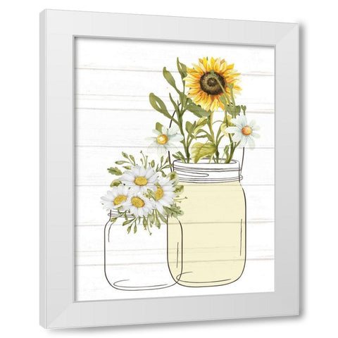 Mason Jar Floral 8 White Modern Wood Framed Art Print by Allen, Kimberly