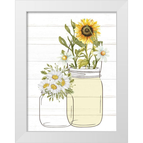 Mason Jar Floral 8 White Modern Wood Framed Art Print by Allen, Kimberly